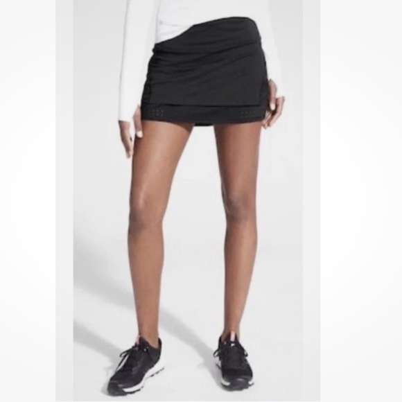 Athleta Sz XS Stealth Trucool Tennis Athletic Pickleball Skort Black Nylon - Picture 2 of 6